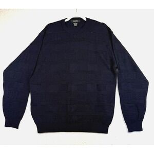 Giorgiolini Sweater Mens Large Navy Blue Made in Italy Wool‎ Blend Crewneck